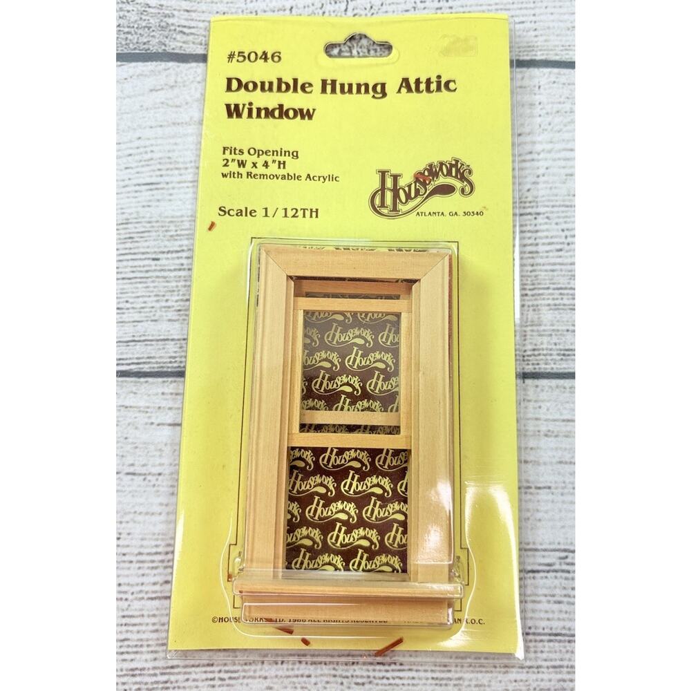 Dollhouse Miniature DOUBLE HUNG Attic Wood Window 1:12 Unfinished Stain Paint